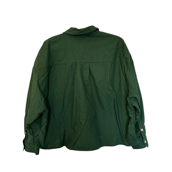 Tradlands Womens Boxy Long Sleeve Button Up Top Size M Hunter Green READ - Picture 2 of 14